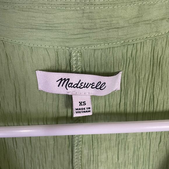 Madewell Notched V Neck Button Up Lightweight Short Sleeve Top US Women's XS New - Picture 4 of 5